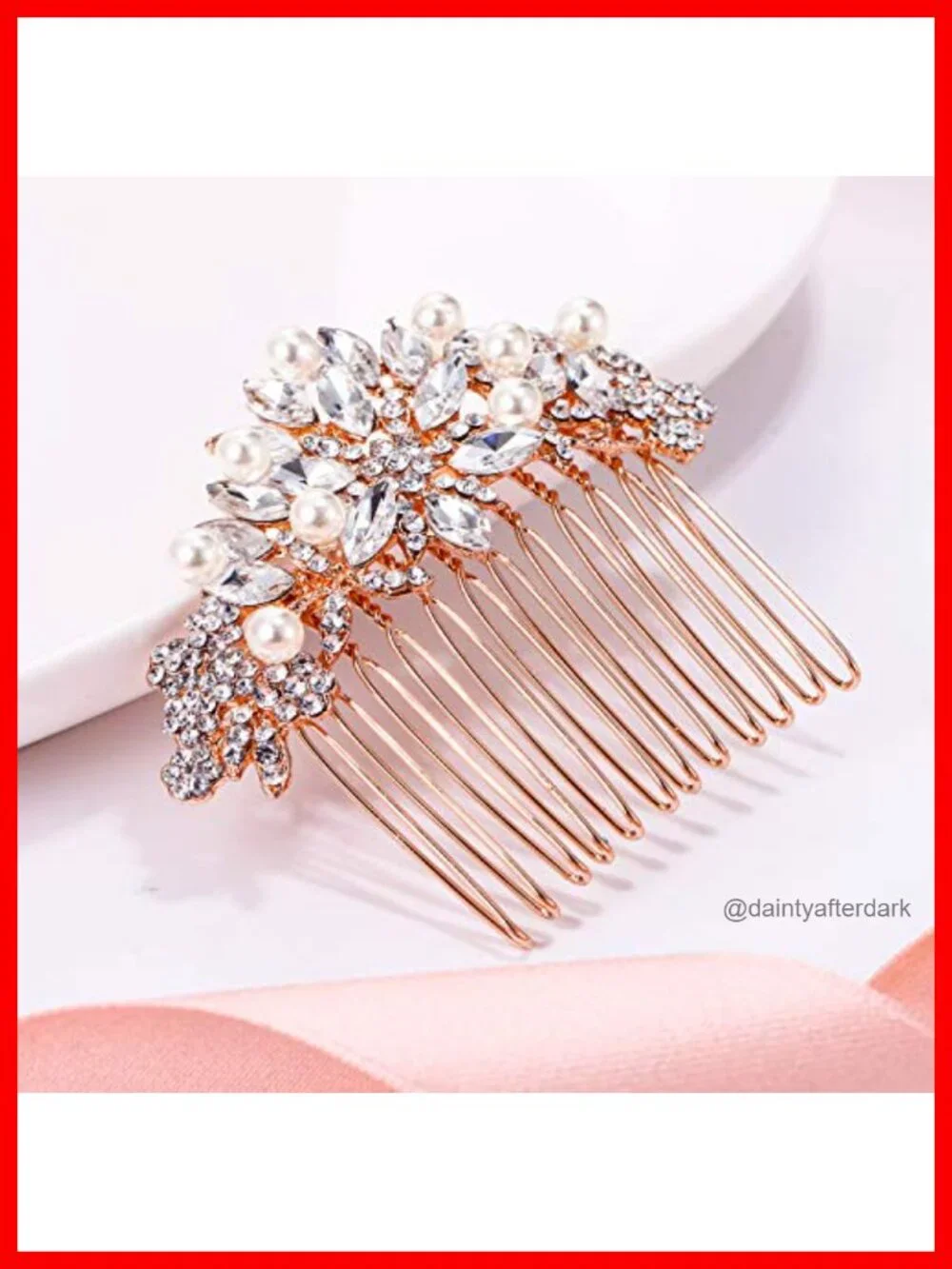 Crystal Simulated Pearl Flower Bridal Side Comb Hair Piece